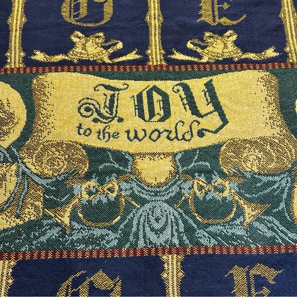 Vintage Christmas Tapestry Afghan Throw Blanket Joy To The World Noel 44x54 - Picture 15 of 15